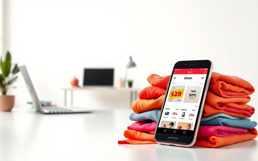A pristine white background sets the stage for a vibrant display of Shein's trial period offerings. In the foreground, a sleek smartphone displays the Shein app, its interface showcasing various promotional tags and discounts. Nestled beside it, a stack of fashionable clothing items in vibrant hues, reflecting the diverse product range available during the trial period. The middle ground features a minimalist desk, with a stylish laptop and a neatly organized workspace, conveying the ease of exploring Shein's offerings from the comfort of one's home. Soft, directional lighting bathes the scene in a warm, inviting glow, creating a sense of sophistication and accessibility. The overall atmosphere is one of modern, streamlined efficiency, inviting the viewer to dive into the world of Shein's trial period and discover the potential fashion treasures that await. A pristine white background sets the stage for a vibrant display of Shein's trial period offerings. In the foreground, a sleek smartphone displays the Shein app, its interface showcasing various promotional tags and discounts. Nestled beside it, a stack of fashionable clothing items in vibrant hues, reflecting the diverse product range available during the trial period. The middle ground features a minimalist desk, with a stylish laptop and a neatly organized workspace, conveying the ease of exploring Shein's offerings from the comfort of one's home. Soft, directional lighting bathes the scene in a warm, inviting glow, creating a sense of sophistication and accessibility. The overall atmosphere is one of modern, streamlined efficiency, inviting the viewer to dive into the world of Shein's trial period and discover the potential fashion treasures that await.