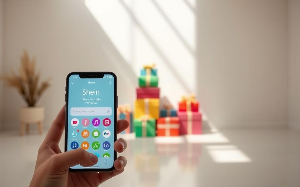 A tranquil scene of the Shein daily rewards experience. In the foreground, a user's phone displays the Shein app's rewards interface, with vibrant icons and a clean, inviting design. The middle ground features stacks of colorful gift boxes, symbolizing the various rewards and prizes available through consistent check-ins. The background depicts a serene, minimalist environment, bathed in soft, natural lighting that creates a sense of calm and relaxation. The overall composition conveys the effortless, rewarding nature of the Shein rewards program, encouraging users to engage with the app and reap the benefits of their daily participation. A tranquil scene of the Shein daily rewards experience. In the foreground, a user's phone displays the Shein app's rewards interface, with vibrant icons and a clean, inviting design. The middle ground features stacks of colorful gift boxes, symbolizing the various rewards and prizes available through consistent check-ins. The background depicts a serene, minimalist environment, bathed in soft, natural lighting that creates a sense of calm and relaxation. The overall composition conveys the effortless, rewarding nature of the Shein rewards program, encouraging users to engage with the app and reap the benefits of their daily participation.